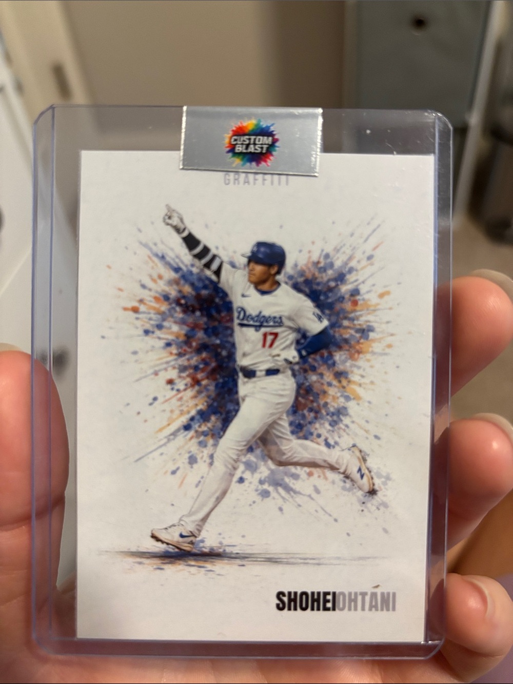 Shohei Ohtani Dodgers Art Card - White & Blue